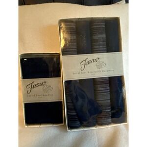 Fiesta Set of 4 Reversible Placemats & Set of 4 Matching Napkins NOS Cobalt